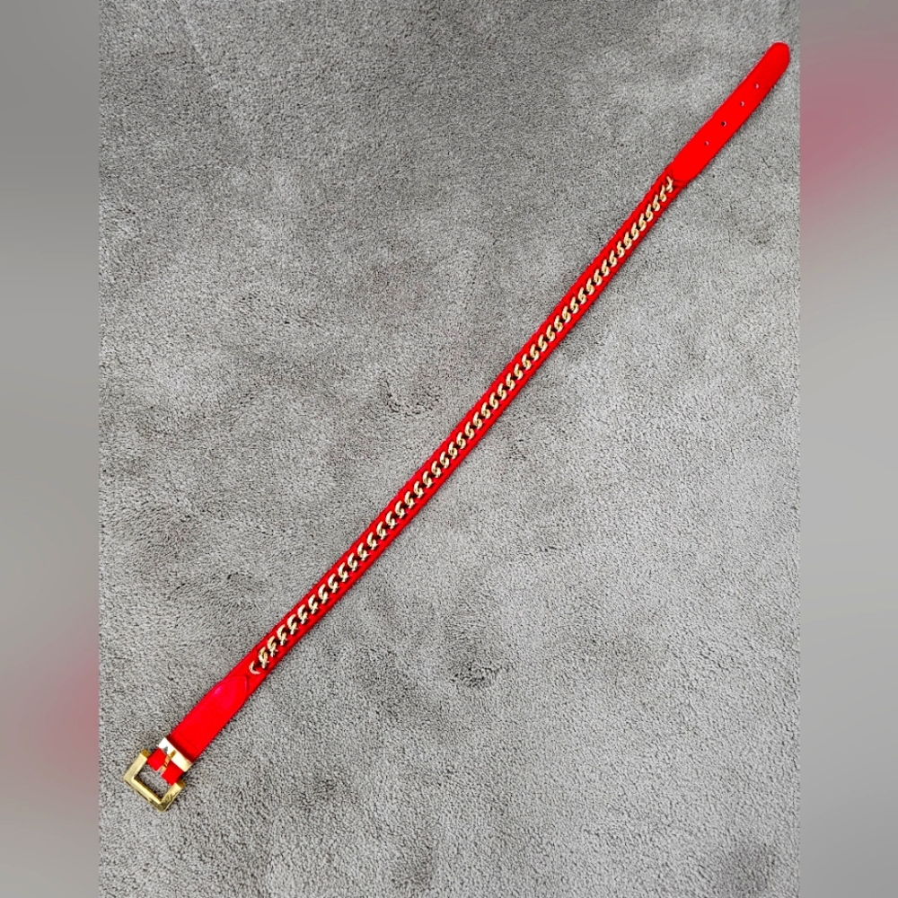 Jana red leatherBelt w/ chain detail. Size Medium.